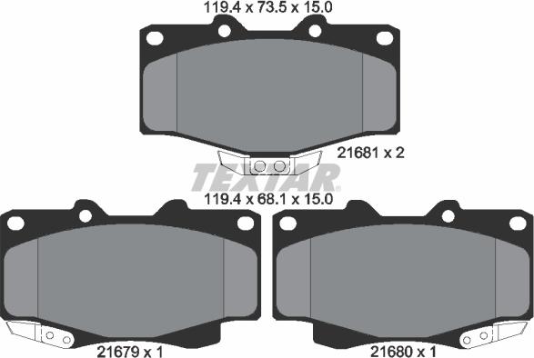 Textar 2167904 - Тормозные колодки, дисковые, комплект parts5.com