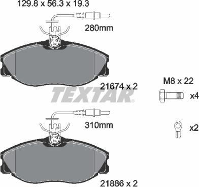 Textar 2167403 - Тормозные колодки, дисковые, комплект parts5.com