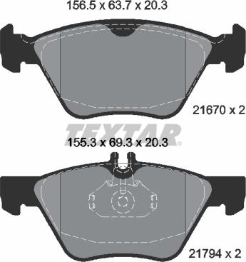 Textar 2167001 - Тормозные колодки, дисковые, комплект parts5.com