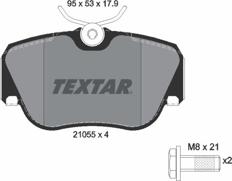 Textar 2105503 - Тормозные колодки, дисковые, комплект parts5.com