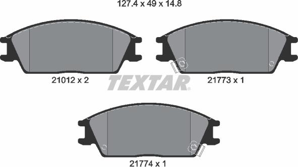 Textar 2101202 - Тормозные колодки, дисковые, комплект parts5.com