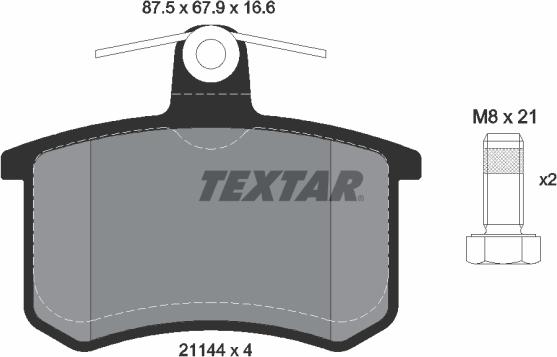 Textar 2114401 - Тормозные колодки, дисковые, комплект parts5.com