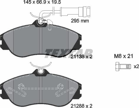 Textar 2113802 - Тормозные колодки, дисковые, комплект parts5.com