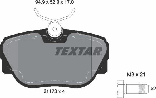 Textar 2117302 - Тормозные колодки, дисковые, комплект parts5.com