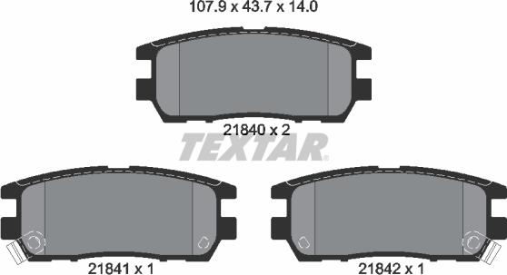 Textar 2184002 - Тормозные колодки, дисковые, комплект parts5.com