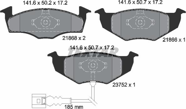 Textar 2186801 - Тормозные колодки, дисковые, комплект parts5.com