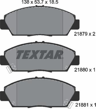 Textar 2187901 - Тормозные колодки, дисковые, комплект parts5.com
