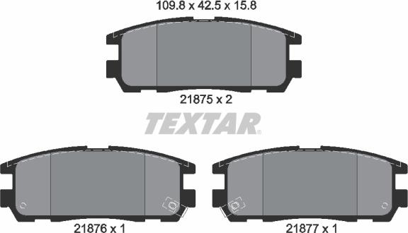 Textar 2187501 - Тормозные колодки, дисковые, комплект parts5.com