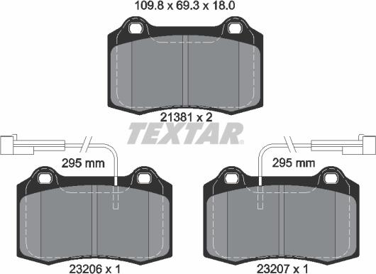 Textar 2138103 - Тормозные колодки, дисковые, комплект parts5.com