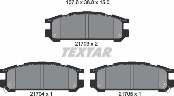 Textar 2170301 - Тормозные колодки, дисковые, комплект parts5.com