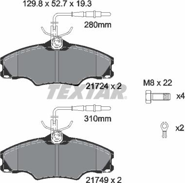 Textar 2172402 - Тормозные колодки, дисковые, комплект parts5.com