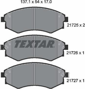 Textar 2172501 - Тормозные колодки, дисковые, комплект parts5.com