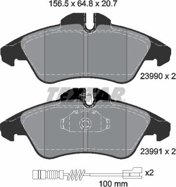 Textar 2399002 - Тормозные колодки, дисковые, комплект parts5.com