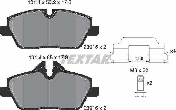 Textar 2391503 - Тормозные колодки, дисковые, комплект parts5.com