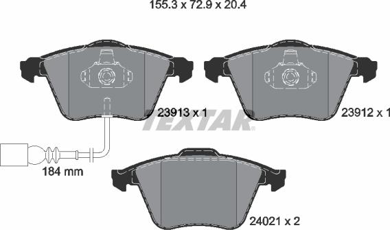 Textar 2391301 - Тормозные колодки, дисковые, комплект parts5.com