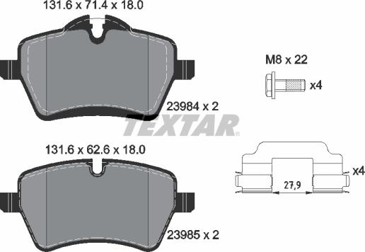 Textar 2398401 - Тормозные колодки, дисковые, комплект parts5.com