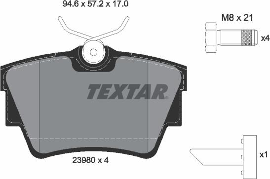 Textar 2398001 - Тормозные колодки, дисковые, комплект parts5.com