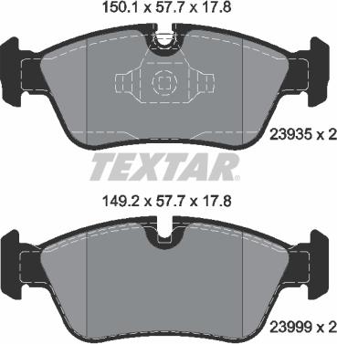 Textar 2393581 - Тормозные колодки, дисковые, комплект parts5.com