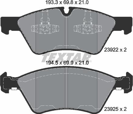 Textar 2392201 - Тормозные колодки, дисковые, комплект parts5.com