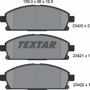 Textar 2342001 - Тормозные колодки, дисковые, комплект parts5.com