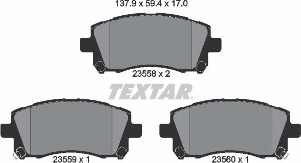 Textar 2355802 - Тормозные колодки, дисковые, комплект parts5.com