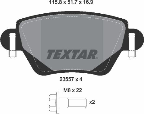 Textar 2355702 - Тормозные колодки, дисковые, комплект parts5.com