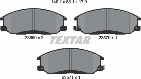 Textar 2356901 - Тормозные колодки, дисковые, комплект parts5.com