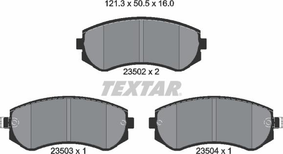 Textar 2350201 - Тормозные колодки, дисковые, комплект parts5.com