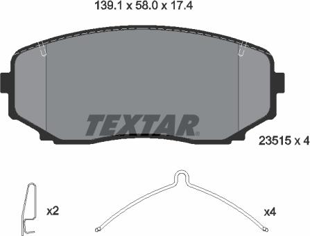 Textar 2351503 - Тормозные колодки, дисковые, комплект parts5.com