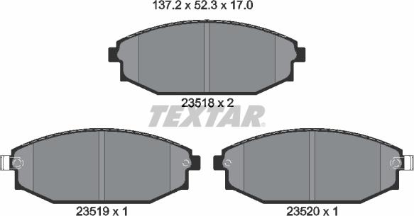 Textar 2351801 - Тормозные колодки, дисковые, комплект parts5.com