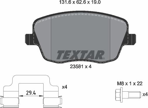 Textar 2358101 - Тормозные колодки, дисковые, комплект parts5.com