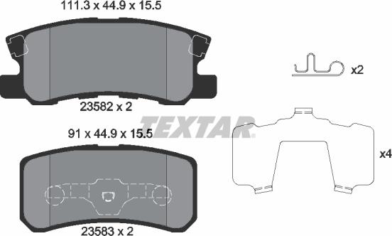 Textar 2358202 - Тормозные колодки, дисковые, комплект parts5.com