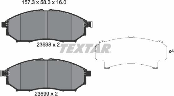 Textar 2369801 - Тормозные колодки, дисковые, комплект parts5.com