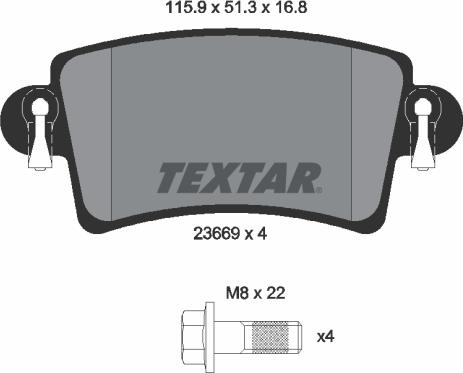 Textar 2366901 - Тормозные колодки, дисковые, комплект parts5.com
