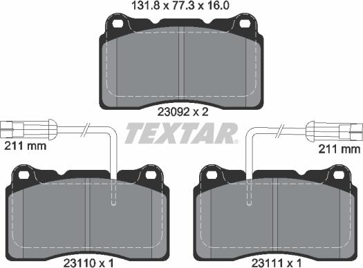 Textar 2309201 - Тормозные колодки, дисковые, комплект parts5.com