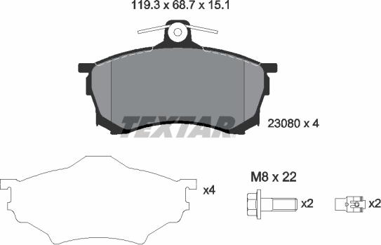 Textar 2308001 - Тормозные колодки, дисковые, комплект parts5.com