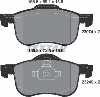 Textar 2307401 - Тормозные колодки, дисковые, комплект parts5.com