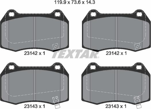 Textar 2314201 - Тормозные колодки, дисковые, комплект parts5.com