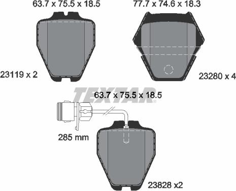 Textar 2311901 - Тормозные колодки, дисковые, комплект parts5.com