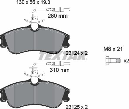 Textar 2312401 - Тормозные колодки, дисковые, комплект parts5.com