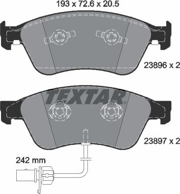 Textar 2389601 - Тормозные колодки, дисковые, комплект parts5.com