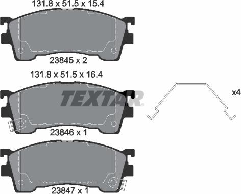 Textar 2384504 - Тормозные колодки, дисковые, комплект parts5.com