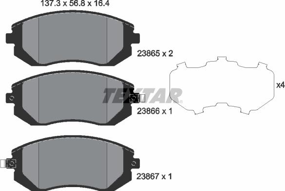 Textar 2386501 - Brake Pad Set, disc brake parts5.com