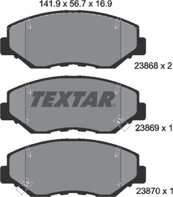 Textar 2386801 - Тормозные колодки, дисковые, комплект parts5.com