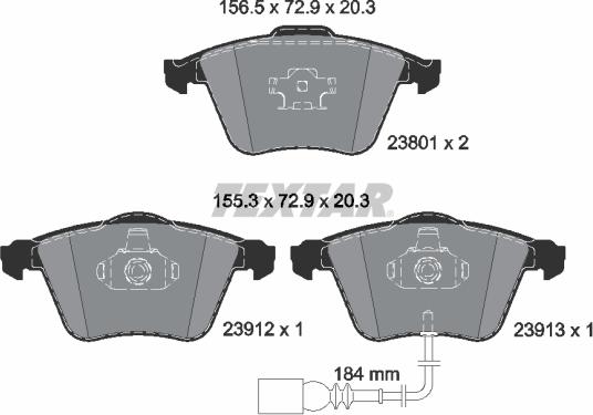 Textar 2380101 - Тормозные колодки, дисковые, комплект parts5.com