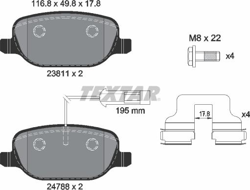 Textar 2381101 - Тормозные колодки, дисковые, комплект parts5.com