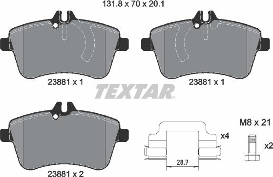 Textar 2388101 - Тормозные колодки, дисковые, комплект parts5.com