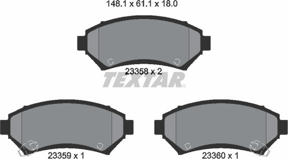 Textar 2335801 - Тормозные колодки, дисковые, комплект parts5.com