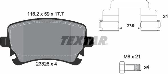 Textar 2332601 - Тормозные колодки, дисковые, комплект parts5.com