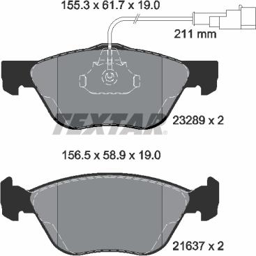 Textar 2328902 - Тормозные колодки, дисковые, комплект parts5.com